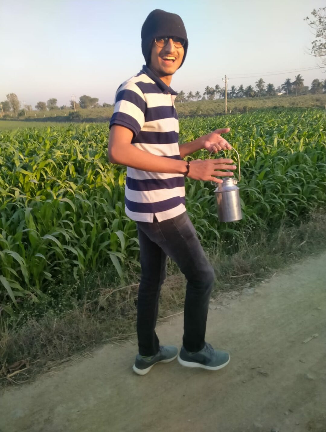 Dhruvir Zala at his farm